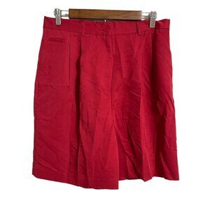Vintage Women's Red Wide Leg Super High Rise Pockets Pleated Shorts Medium